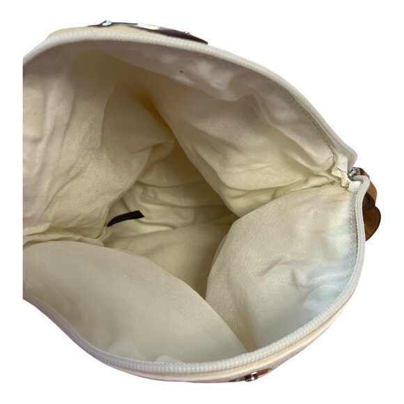 Harvé Benard Crossbody Shoulder Bag – White and Beige with Tan Strap - Picture 10 of 10